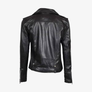 Black Biker Jacket Women Backview