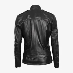 Ladies Fitted Leather Jacket Backview