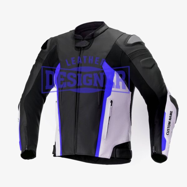 V2 Leather Motorcycle Jacket Blue