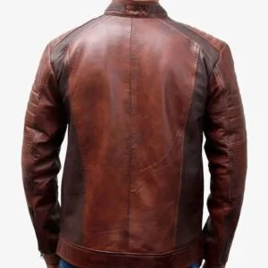 Vintage Biker Cafe Racer Distressed Brown Wax Leather Jacket