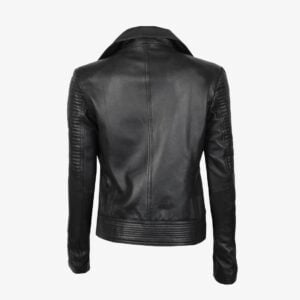 Women Quilted Leather Jacket Backview