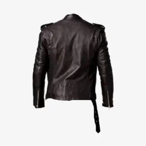 Biker Style Jacket With Belt back