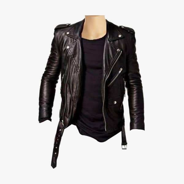 Biker Style Jacket With Belt