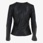 Collarless Fitted Leather Jacket