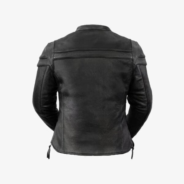Ladies Racer Leather Jacket Backview