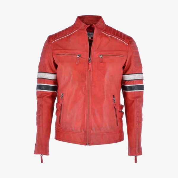 Leather Fashion Biker Jacket Red
