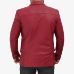 Mens Lambskin Leather Coat Maroon Back