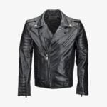 Side Zip Ribbed Leather Jacket