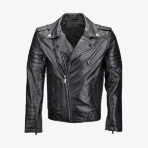 Side Zip Ribbed Leather Jacket