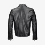 Side Zip Ribbed Leather Jacket