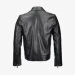 Side Zip Ribbed Leather Jacket