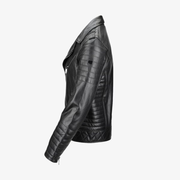 Side Zip Ribbed Leather Jacket Sideview