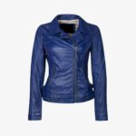 Women’s Blue Biker Leather Jacket