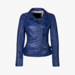 Women's Blue Biker Leather Jacket