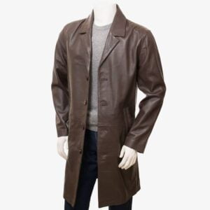 100% Real Leather Men Overcoat - Image 3