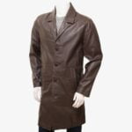 100% Real Leather Men Overcoat