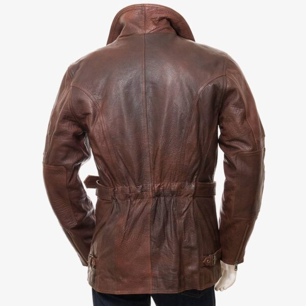 Brown Leather Coat Backview