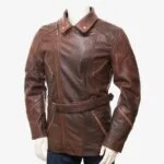 Brown Leather Coat for Mens