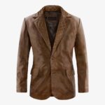 Leather Blazer Brown For Men