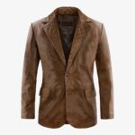 Leather Blazer Brown For Men