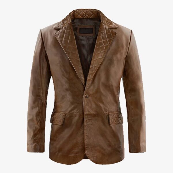 Leather Blazer Brown For Men