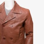 Mens Leather Peacoat Closeup