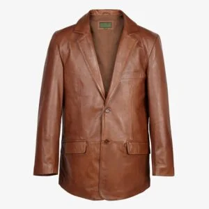 Mens Chestnut Leather Blazer