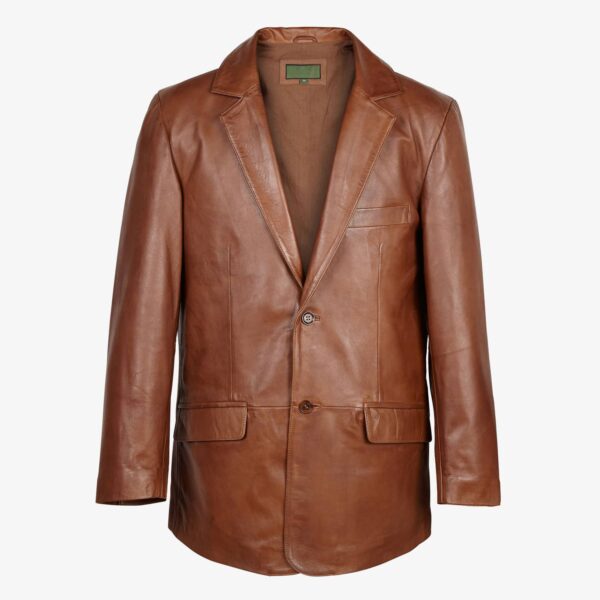 Mens Chestnut Leather Blazer