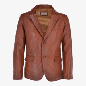 Tanned Brown Leather Blazer