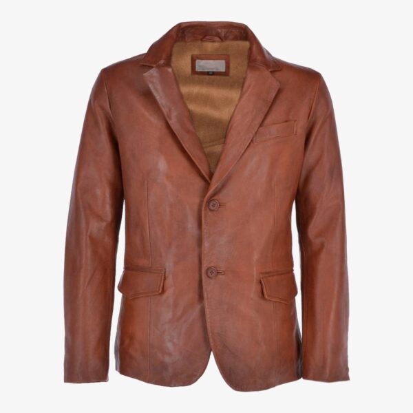 Tanned Brown Leather Blazer