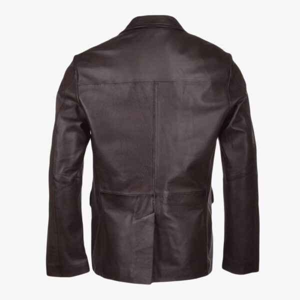 Mens Leather coat brown backview