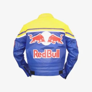 Yellow Red Bull Motor Biker Leather Jacket